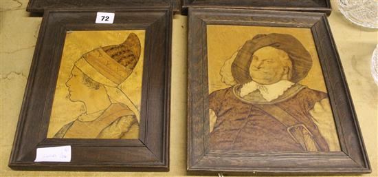Four signed wooden panels signed J F P Camm
